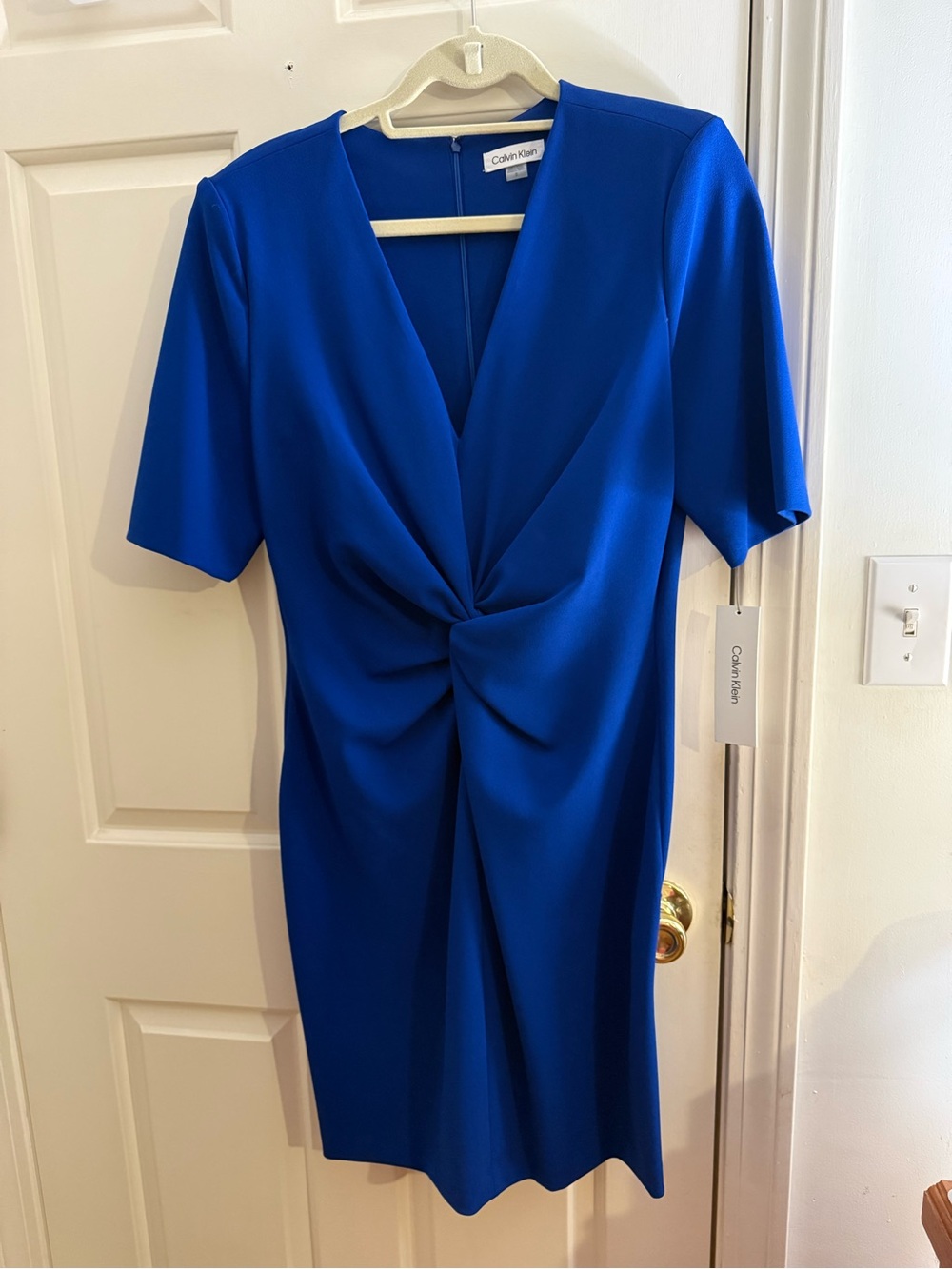 Calvin Klein Royal Blue Twist-Front Sheath Dress NWT